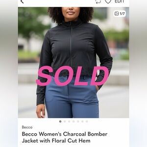 Becco Women's Charcoal Bomber Jacket with Floral Cut Hem